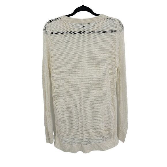 Banana Republic Coverup Top M White Open See Through Knit Side Slit Tunic Beach - Picture 6 of 10